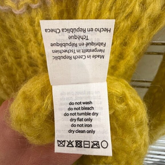 Maiami Mohair Blend Loose Knit Relaxed Fit Pullover in Chartreuse Multi Stripe M - Picture 6 of 6